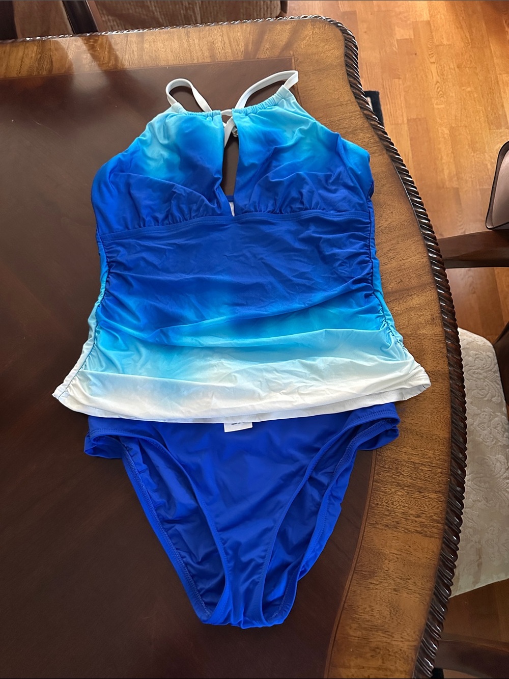 Women’s Blue Ombre Tankini Swim Set - Classic Coverage